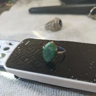 Zuni Inlay Ring Size 4.75 Green Malachite Silver Vintage Native American USA