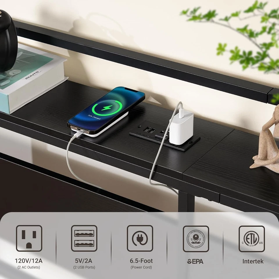 Cabecero para cama king size, tablero trasero con tomas de corriente, puerto USB, luz LED, cabecero Foto 4 de 4