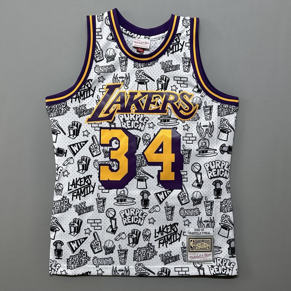 め*お様 【美品】NBAMITCHELL&NESS×justDon LAKERS Mitchell & Ness Just Don Shorts Los Angeles Lakers Road 1996