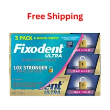 3 Pack-New Fixodent Ultra Max Hold Secure Denture Adhesive 2.2oz
