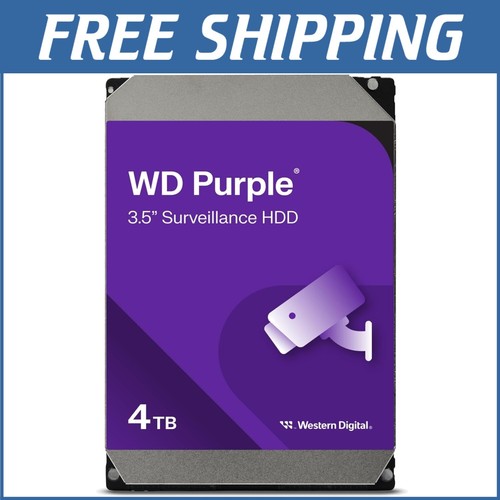 WD Purple 4TB Surveillance HDD - Enhanced Video Playback & Frame Loss Reduction - Picture 1 of 3