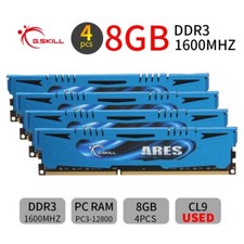 G.Skill 32GB 4x 8GB DDR3 1600MHz CL9 PC3-12800U F3-1600C9Q-32GAB Desktop Memory