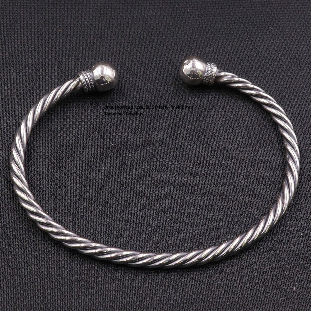 ブレスレット ORR Silver Bangle Bracelet Pure S999 Fine Silver 999 Bracelet 3.5mm Twist Rope Open