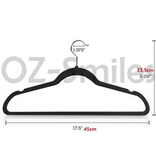 50pcs Coloured Coat Hanger Velvet Flocked Anti SLIM Clothes VELVET HANGER — image 2