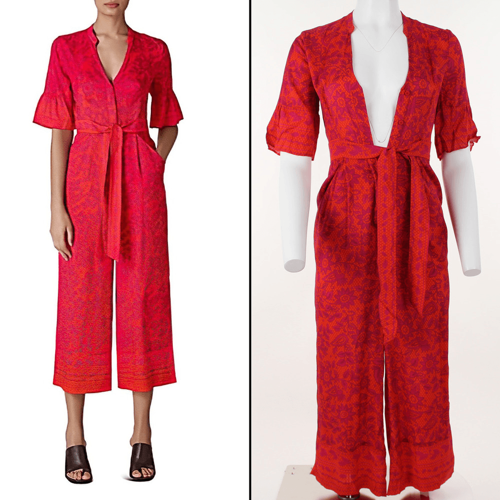 Henna Print Tie Front Jumpsuit