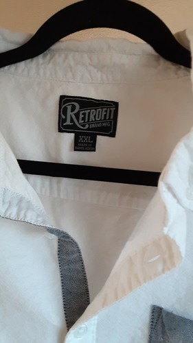 Retrofit Men Short Sleeve Button Down Shirt Top Size XXL 2XL white - Picture 2 of 6