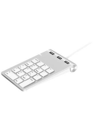 Alcey Aluminum Finish USB Numeric Keypad with USB Hub and 24 inch USB Cable
