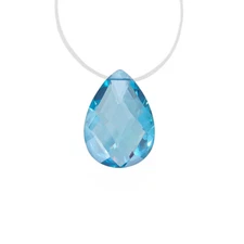 Cubic Zirconia Flat Pear Briolette Pendant Bead 12x16mm London Blue #64384