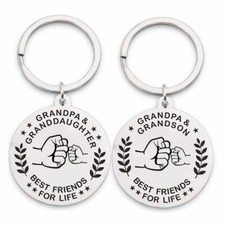 Cute Grandson Daughter Love Key Chain Stainless Steel Keyring Keyfob Xmas Gift