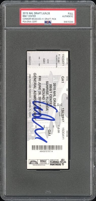 Connor McDavid Signed Autograph Auto 2015 NHL Draft Ticket Stub #1 Pick PSA/DNA