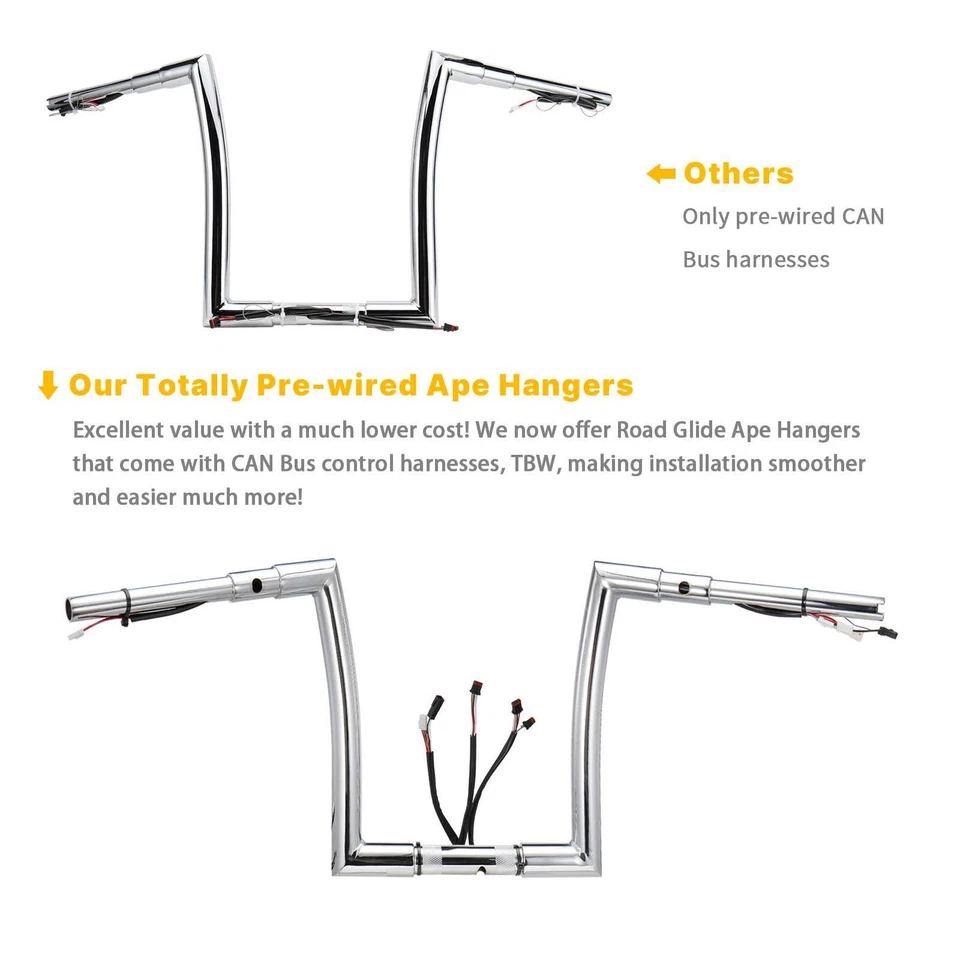 Guidão Road Glide pré-conectado para Harley Touring FLTR 16-23 12" elevação 1,5" gordura - Imagem 3 de 4