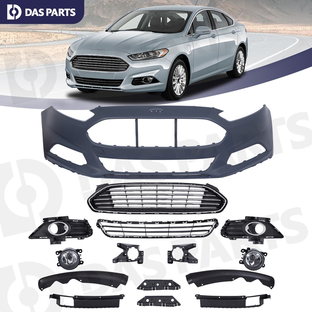 2013-2016 Ford Fusion Front Bumper Grille Fog Lights Covers Brackets