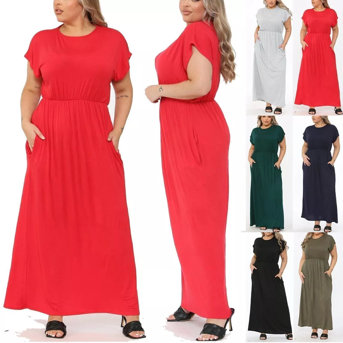 Short maxi dress with deals pockets