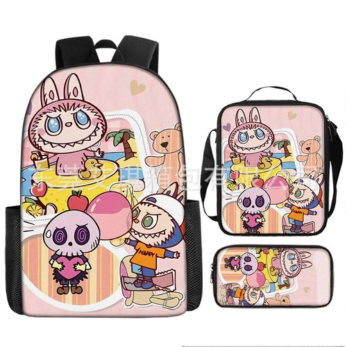 Labub- The&Monsters Cartoon Print Student Schoolbag Lunch Bag Pencil Bag 3pc/set - Picture 7 of 46