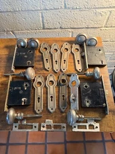 Antique Russwin Mortise Lock Sets w/ Knobs & Plates – 1920s SoCal Salvage – Lot