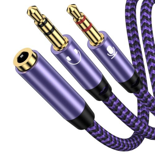 Headphone Splitter Cable for Computer 3.5mm Female to 2 Dual 3.5mm Male Heads...