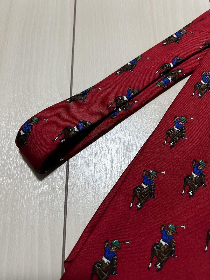 Ralph Lauren Vintage Tie Polo Bear Vhtf Allover Pattern 90S Men Accessory Origin image 3