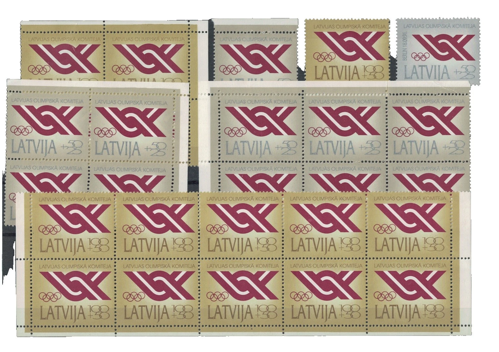 Bloques de estampillas de Multi-Color letón