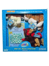NWT Ganz 2 Webkinz Plush, Rooster, Striped Alley Cat & 1 Lil Kinz, Saint Bernard