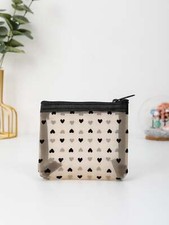 Heart Pattern Mesh Coin Purse Change Pouch Coin Case Small Wallet Card Holder