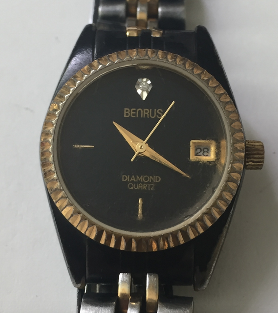 benrus watch genuine diamond quartz