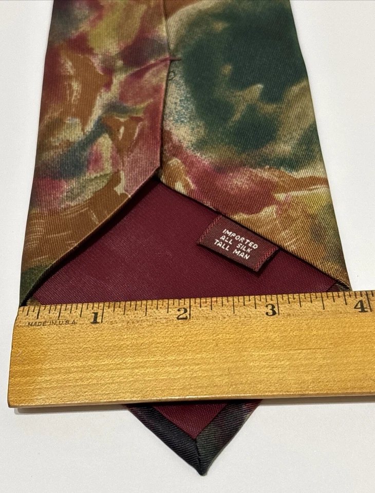 Corbata vintage Biella para hombre diseño artístico abstracto pastel toda seda EE. UU. alta 64”x3,75” Foto 4 de 4