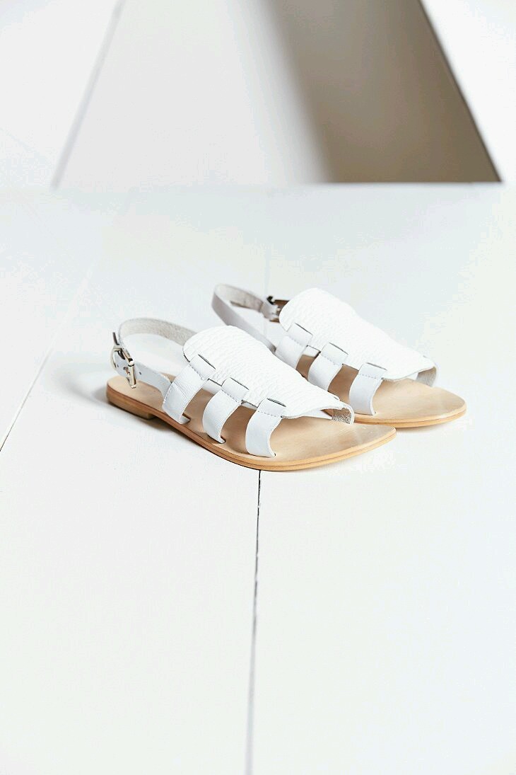 SAOLA Urban Outfitters Sol Sara Tessa sandalo pelle goffrata taglia 39 5 bianco