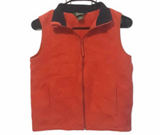L.L. Bean Kids Orange Fleece Sleeveless Front Pockets Full Zip Vest Size 10/12