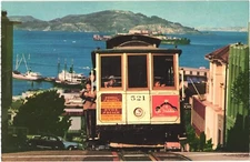 San Francisco California Cable Car on San Francisco Hill Vintage Postcard