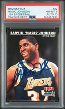 1992 SkyBox USA Dream Team Magic Johnson #32 Auto - PSA / DNA - NM-MT 8, Auto 10