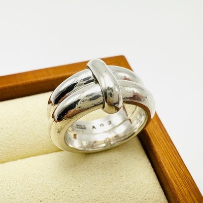 Georg Jensen A62 Double Band Ring Sterling Silver 925 Denmark US Size 6.25