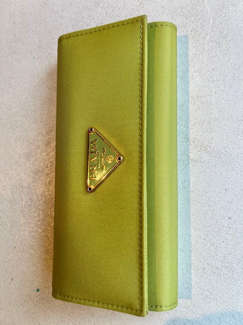 PRADA Nylon 6 Key Hooks Case Green Gold Triangle Logo Plate 13x6cm Brand New thumbnail 15