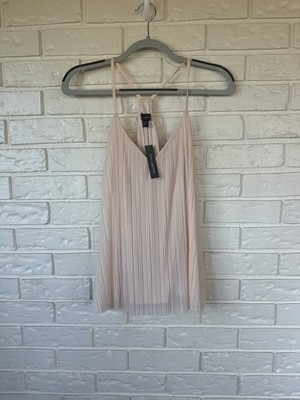 The Limited Pleated Strappy Cami Women PXL Blush Pink NWT Flowy Chiffon Tank Top