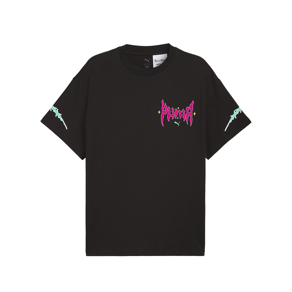 PUMA  Hoops X Rick And Morty Crew Neck Short Sleeve T-Shirt Mens Black Casual To