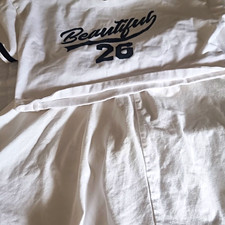 Girls White Cotton Jersey 2pc Shorts Set Graphic Logo Tee Elastic Waist 8-9Y