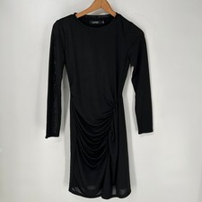 Lauren Ralph Lauren Dress Womens 0 Black Long Sleeve Ruched Sheath