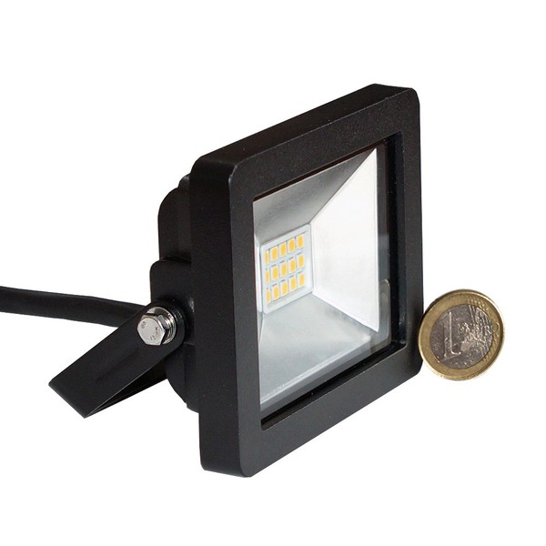 LED SMD Fluter 10W 700Lm IP65 Schwarz Kaltweiß 6500K Tageslicht 120° Direkt 230V-image