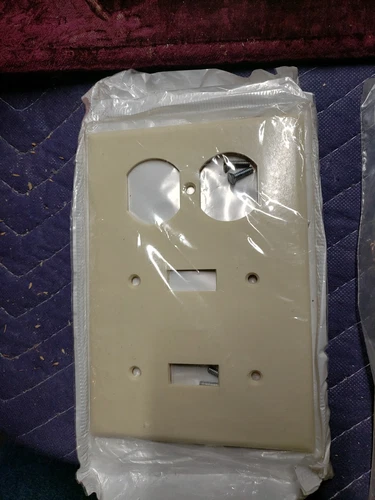 3 Gang Ivory Wall Plate 2 Toggle, 1 Duplex Receptcl Incl. Color Matched Screws