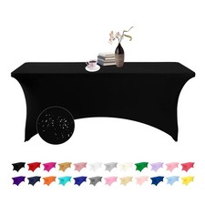 Spandex 6ft Waterproof Table Cover for Party,Wedding, Banquet, and Events Bla...