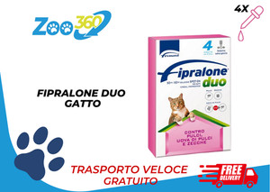FIPRALONE DUO ANTIPARASSITARIO PER GATTI 4 PIPETTE + TRASPORTO GRATIS