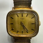 Vintage Timex Watch Women Gold Tone Manual Wind Mesh Band 27MM Dial 7.5 Inch