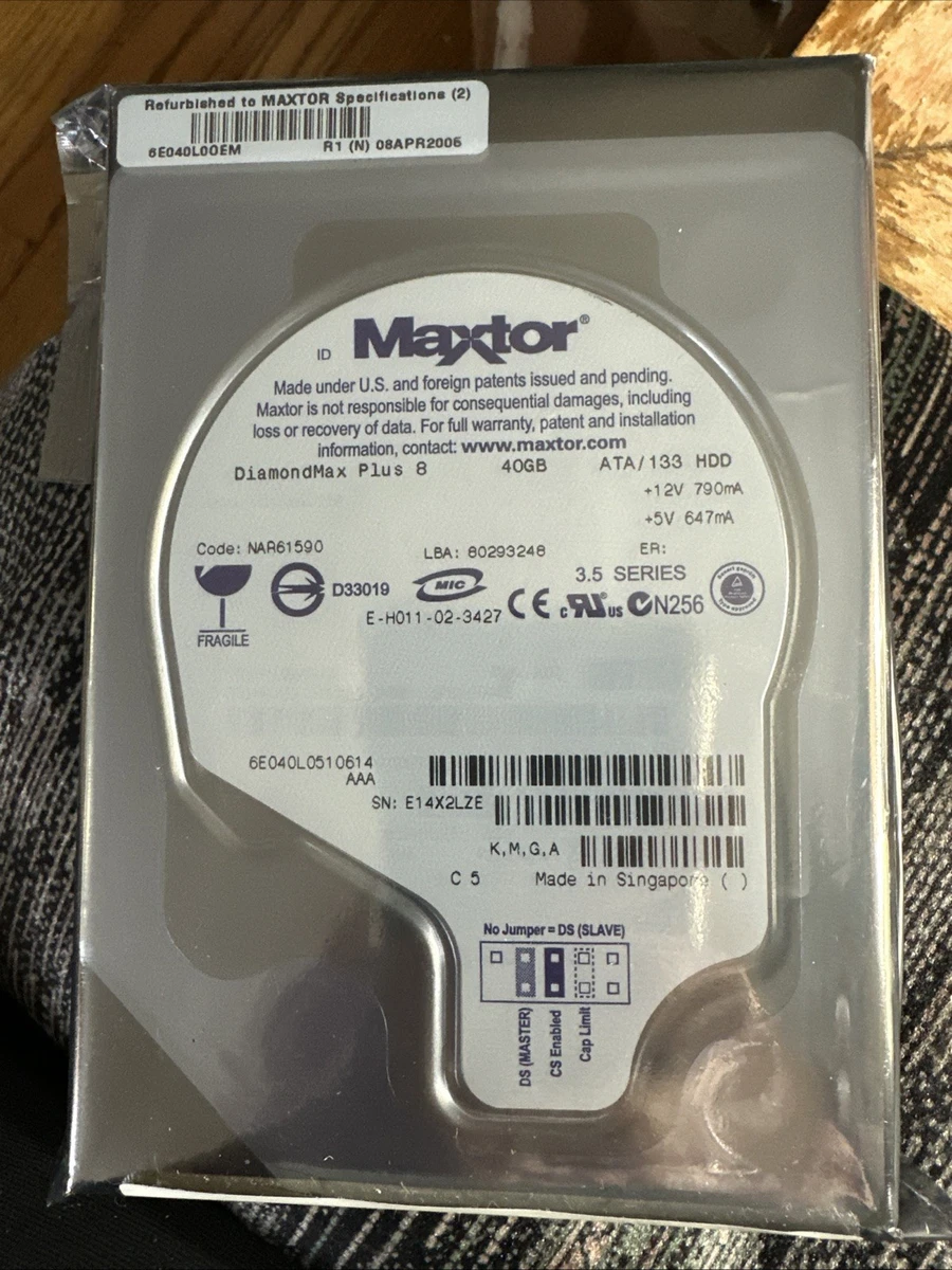 Disque Dur Interne Maxtor DiamondMax Plus 8 40 Go - IDE 3.5" 7200 RPM - Occasion