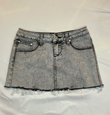 Vanilla Star Denim Mini Jean Skirt Sz 3 Y2K VTG Black Acid Wash Stonewashed