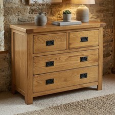 Chest of Drawers Rustic Oak 2 over 2 Drawer Storage Furniture Home