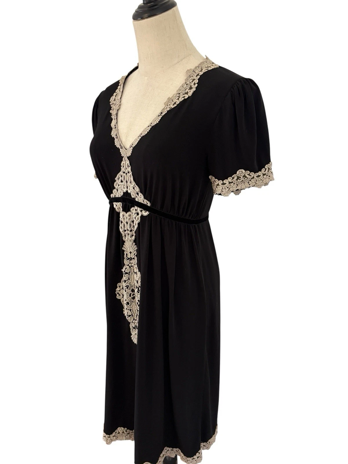 UNDERCOVER Abito babydoll vintage anni 90 mods internazionale M nero pizzo boho stravagante gotico Y2K