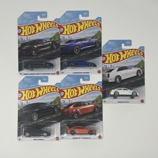 Set Of 5 Hot Wheels "Luxury Sedans" Lamborghini Jaguar Tesla Cadillac Porsche