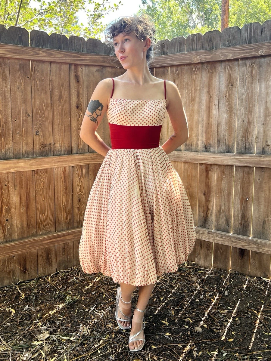 vintage polka dot dress Unbranded Retro Dresses for Women for sale Size:6-12 Shirt & Tutu AugInventory Ladies dresses Hits at mid Victor Blue Sleeveless Silk