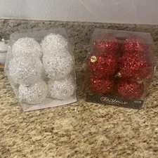 The Christmas Shoppe 2025 Handcrafted Ornaments Glitter 2 boxes