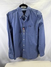 New Chaps Easy Care Gingham Blue Performance Stretch Shirt Mens M