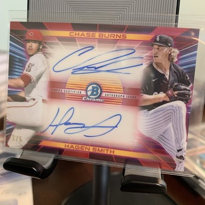 2024 Bowman Draft Chrome Chase Burns Hagen Smith Dual Auto Red /5!!!